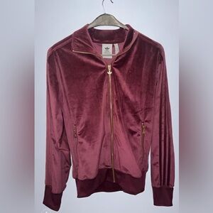 Urban outfitters- Adidas velvet Zip-up Jacket- Gold Accents